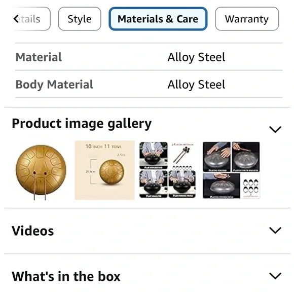 Gold Steel Tongue Drum with Mallets - Picture 4 of 7